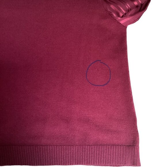 89th + Madison Solid Knit w/Metallic Striped Sleeve Top Sz S Red 184K - Picture 8 of 10